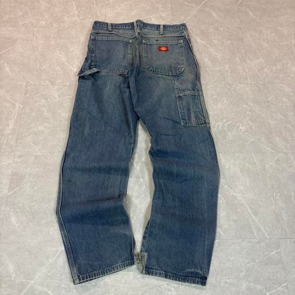 Dickies blue denim carpenter jeans with frayed hem #workwear #denim